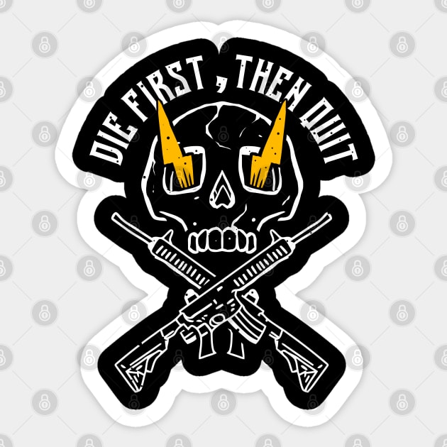 Die First Then Quit Skull With Lightening Eyes Sticker by A Comic Wizard